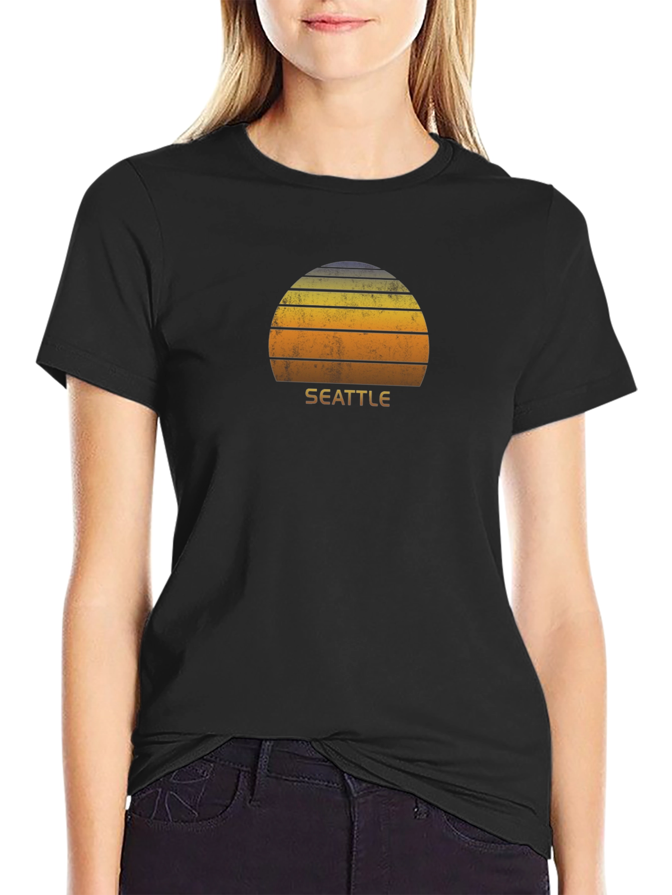 Seattle Retro Sunset T-Shirt - Vintage Style City Tee