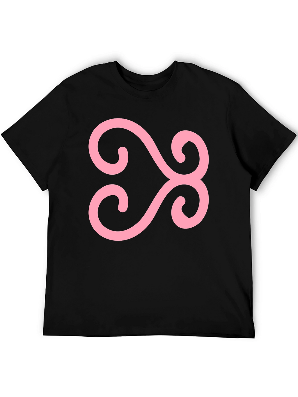 Black T-Shirt with Pink Adinkra Symbol
