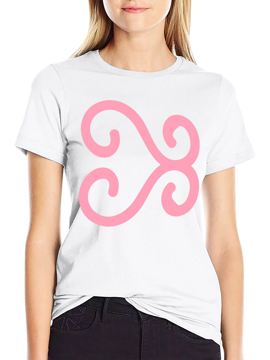 Black T-Shirt with Pink Adinkra Symbol