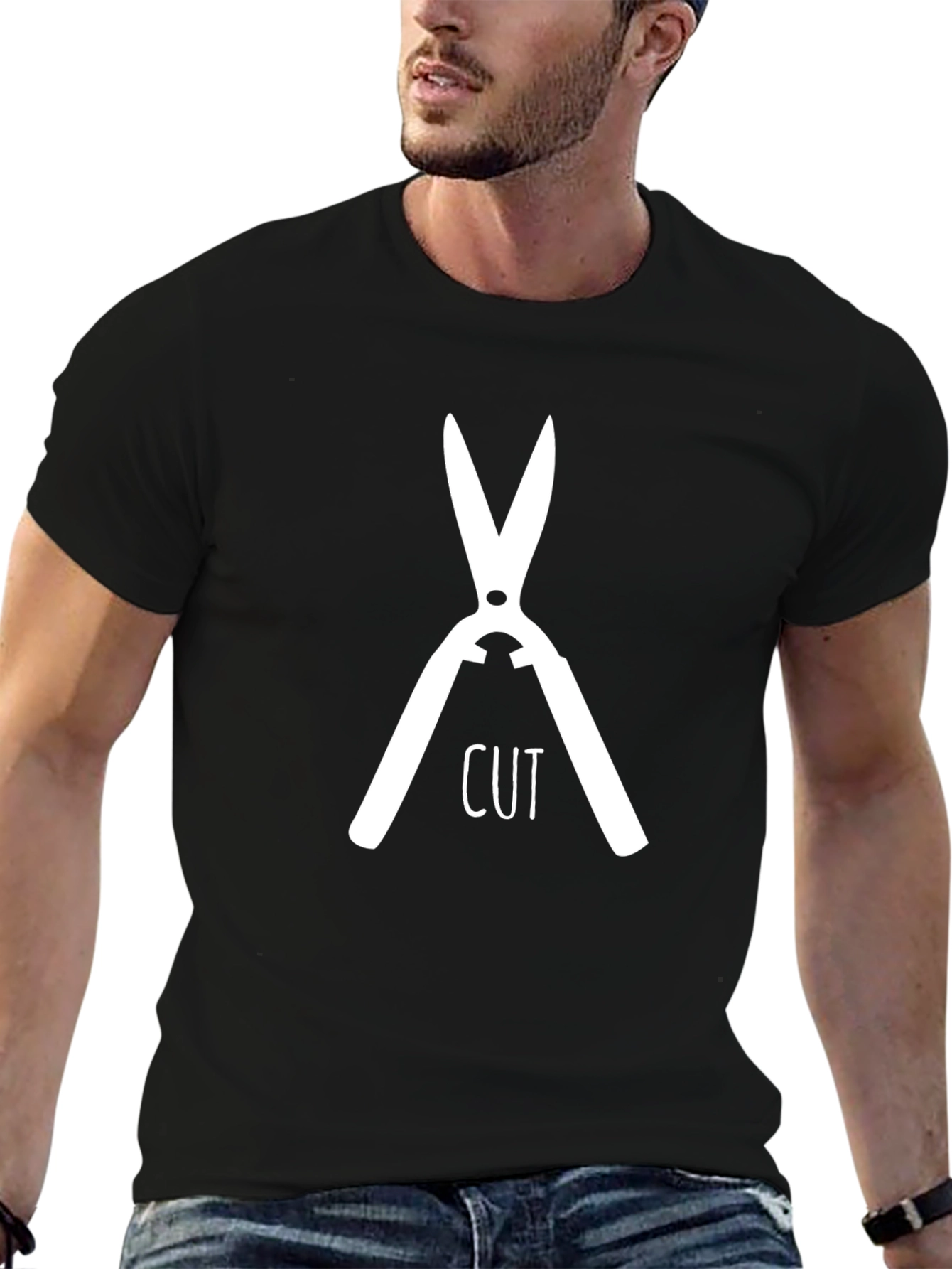 Cut Tee - Black T-Shirt with Scissor Graphic