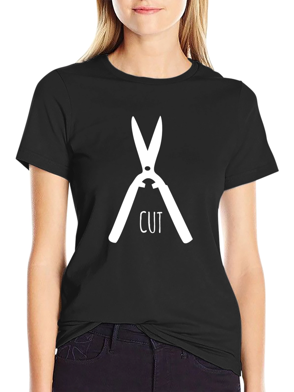 Cut Tee - Black T-Shirt with Scissor Graphic