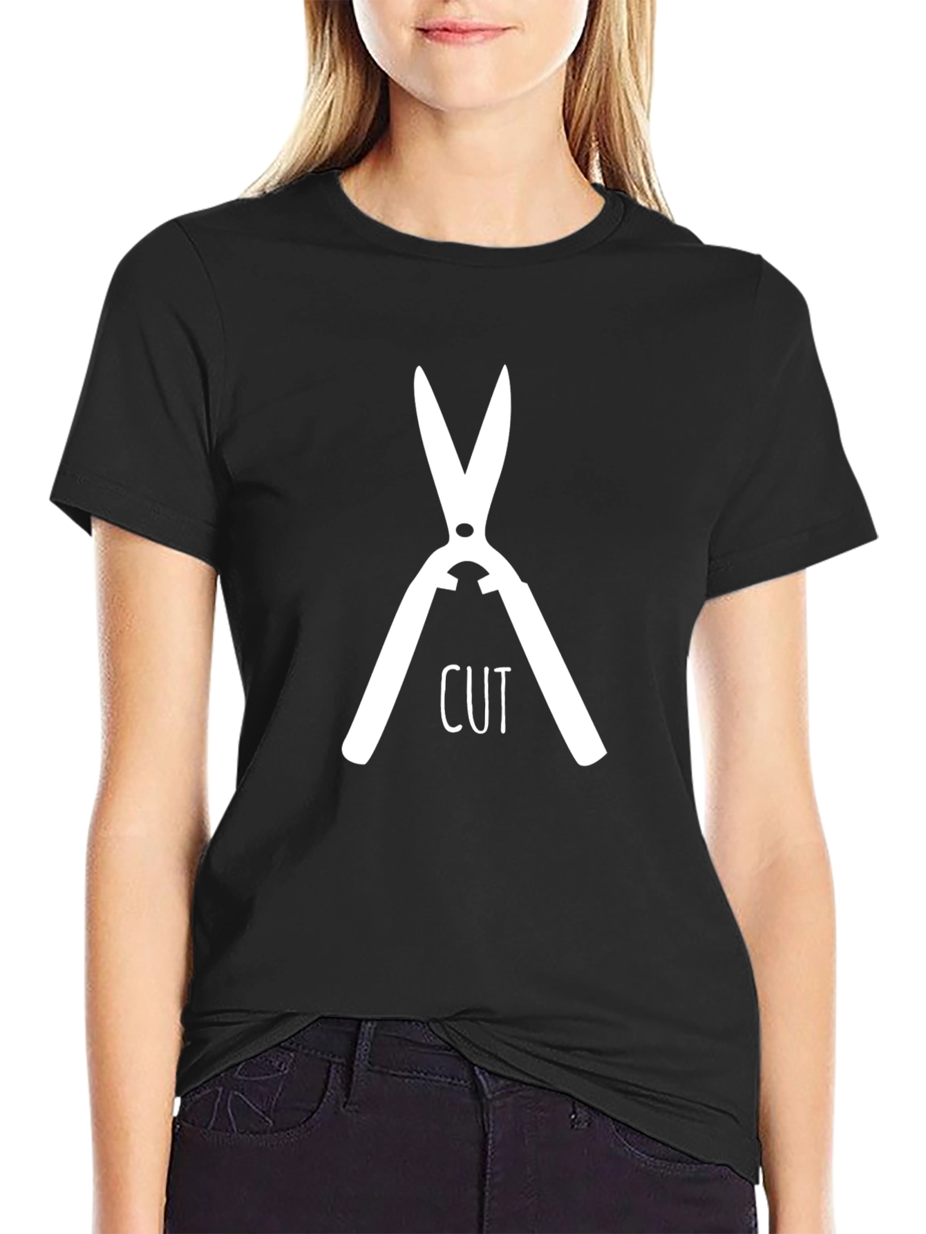 Cut Tee - Black T-Shirt with Scissor Graphic
