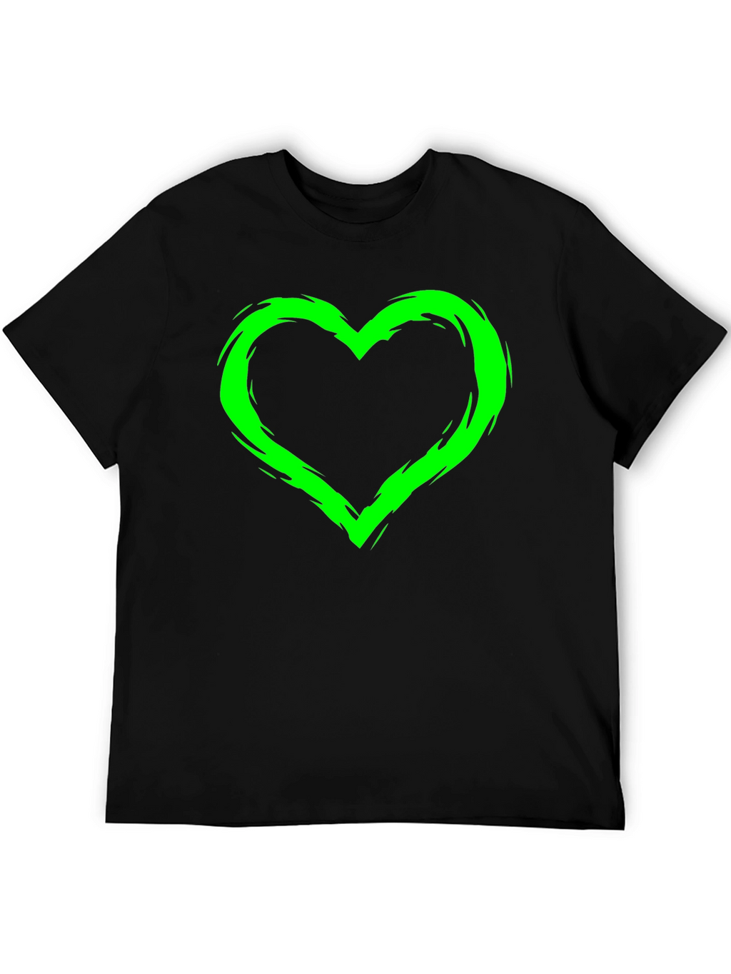 Green Heart Graphic Black T-Shirt