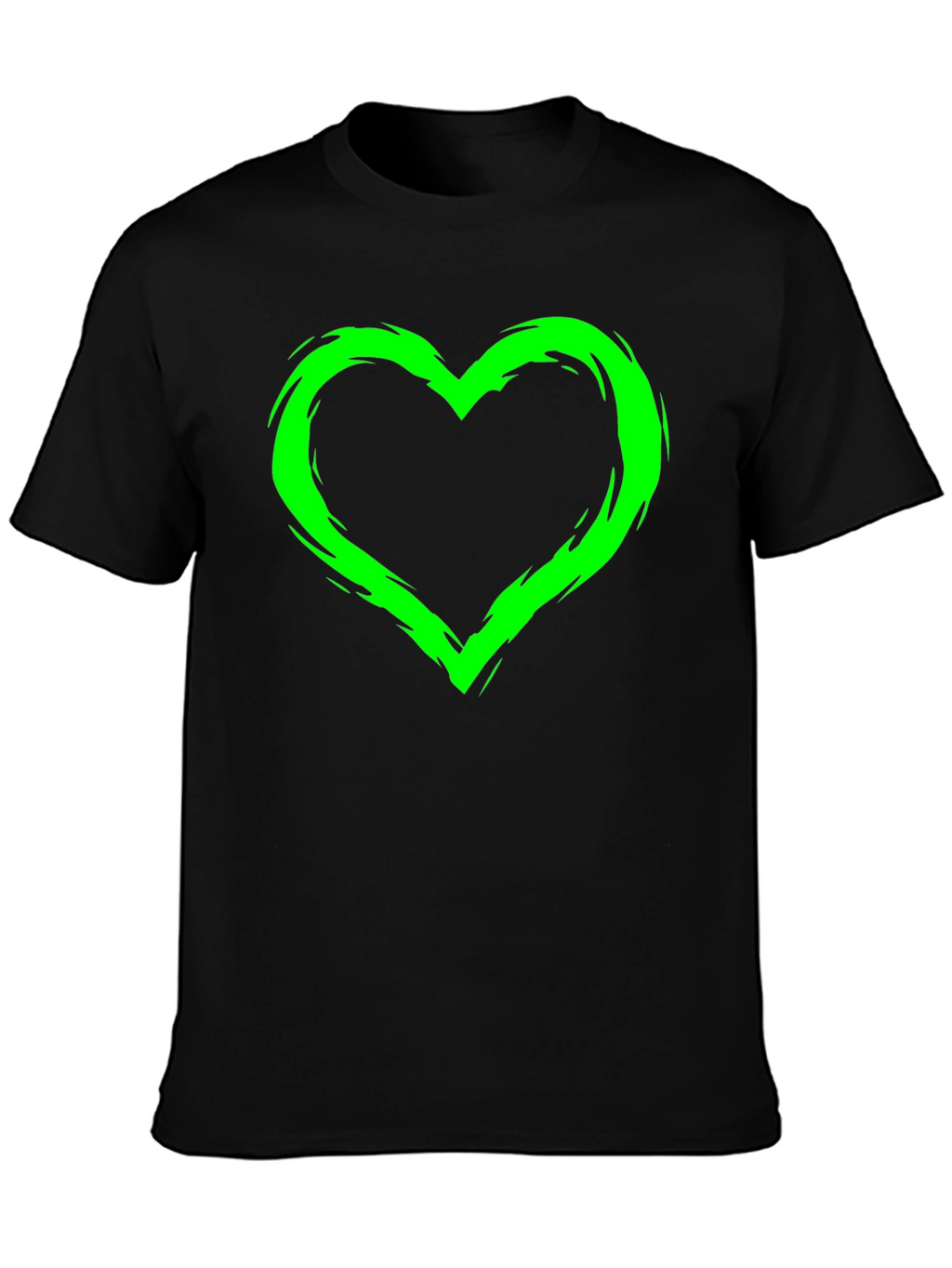Green Heart Graphic Black T-Shirt