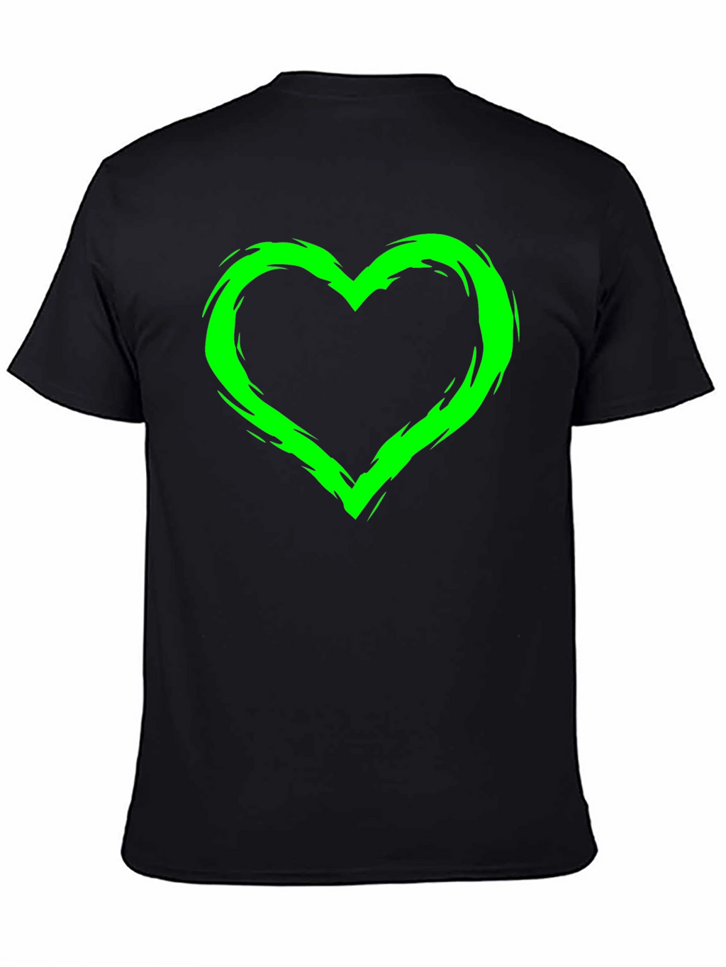Green Heart Graphic Black T-Shirt