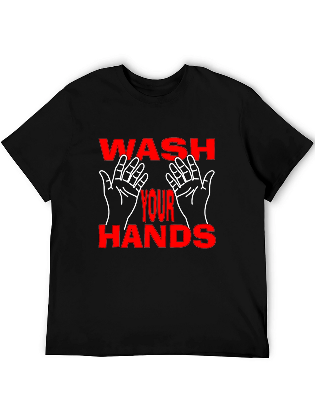Wash Your Hands Graphic Tee - Black Cotton Blend