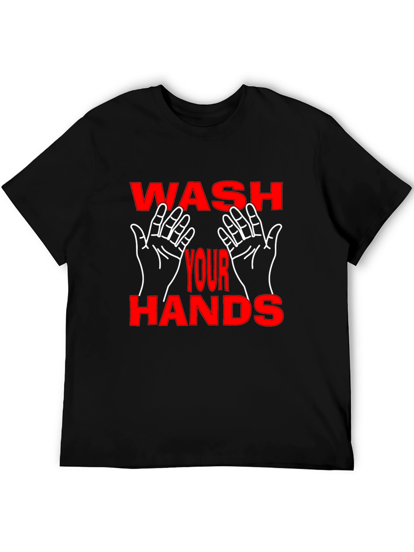Wash Your Hands Graphic Tee - Black Cotton Blend