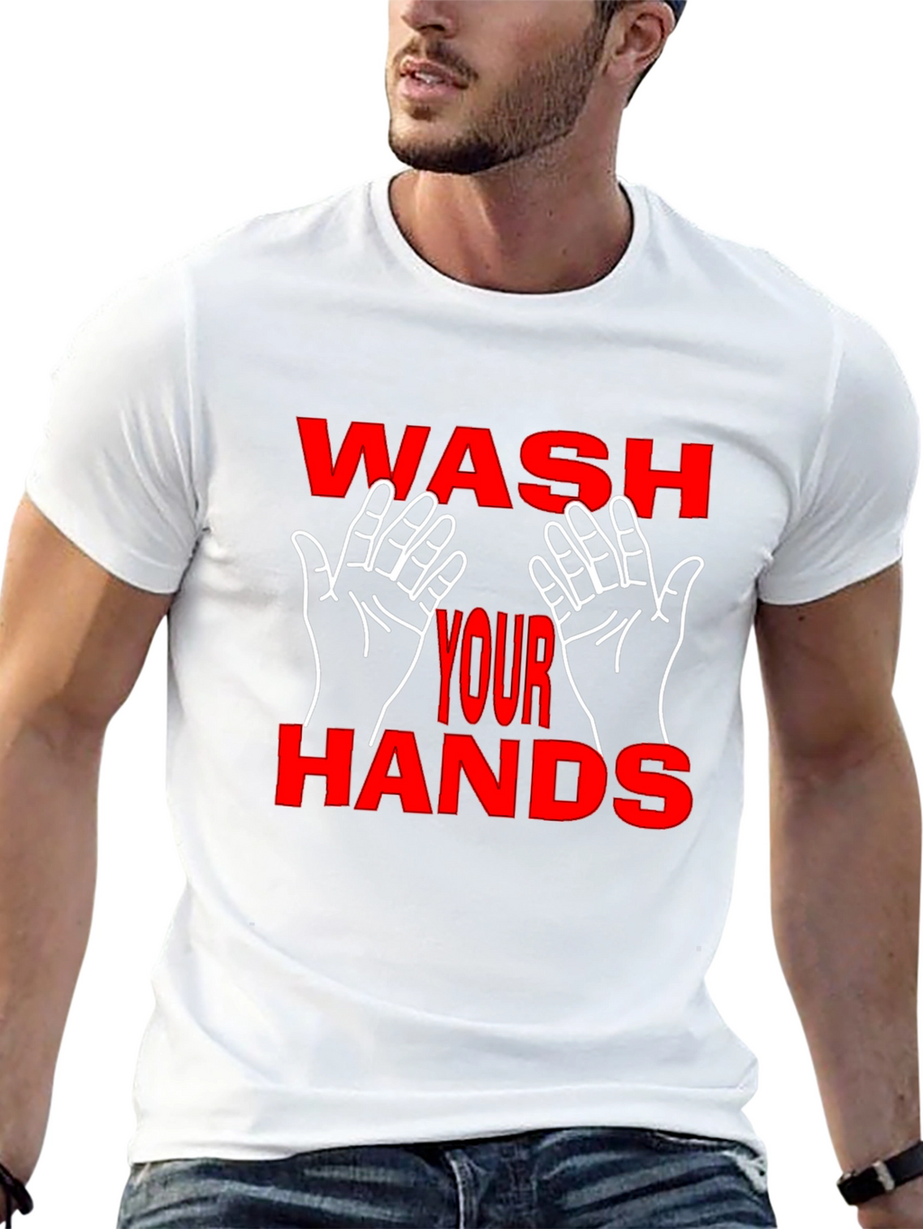 Wash Your Hands Graphic Tee - Black Cotton Blend