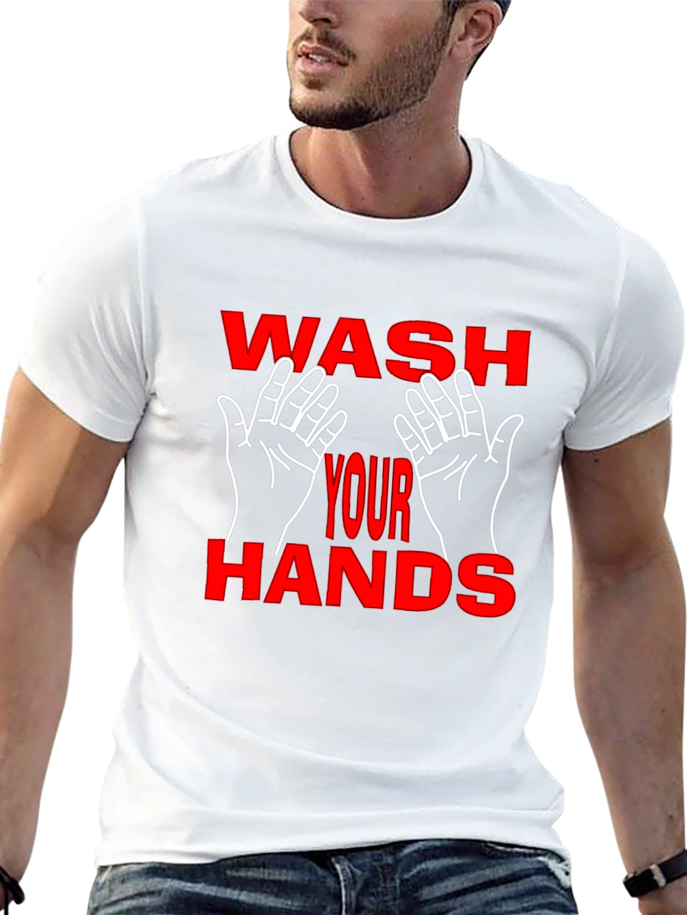 Wash Your Hands Graphic Tee - Black Cotton Blend