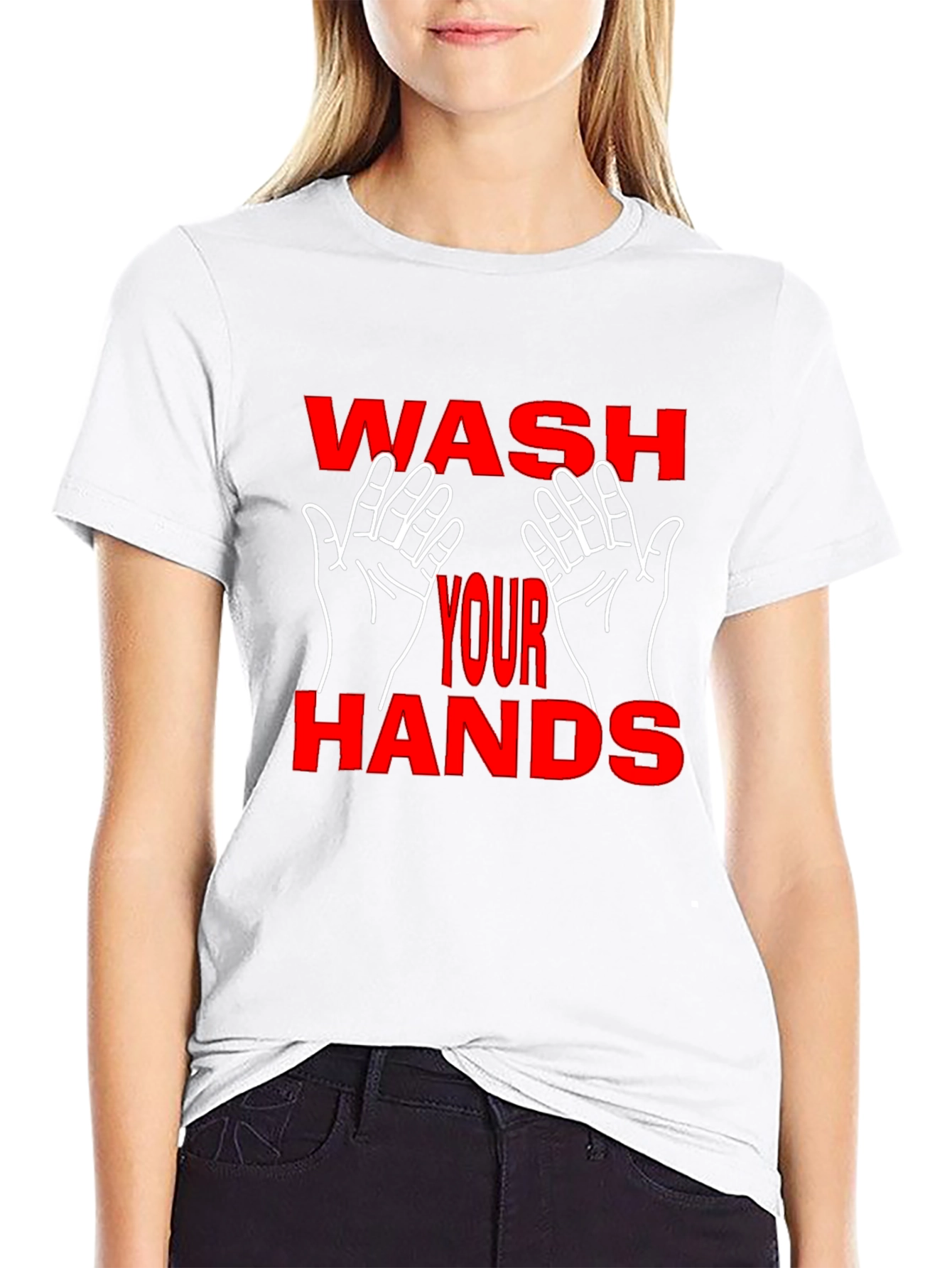 Wash Your Hands Graphic Tee - Black Cotton Blend