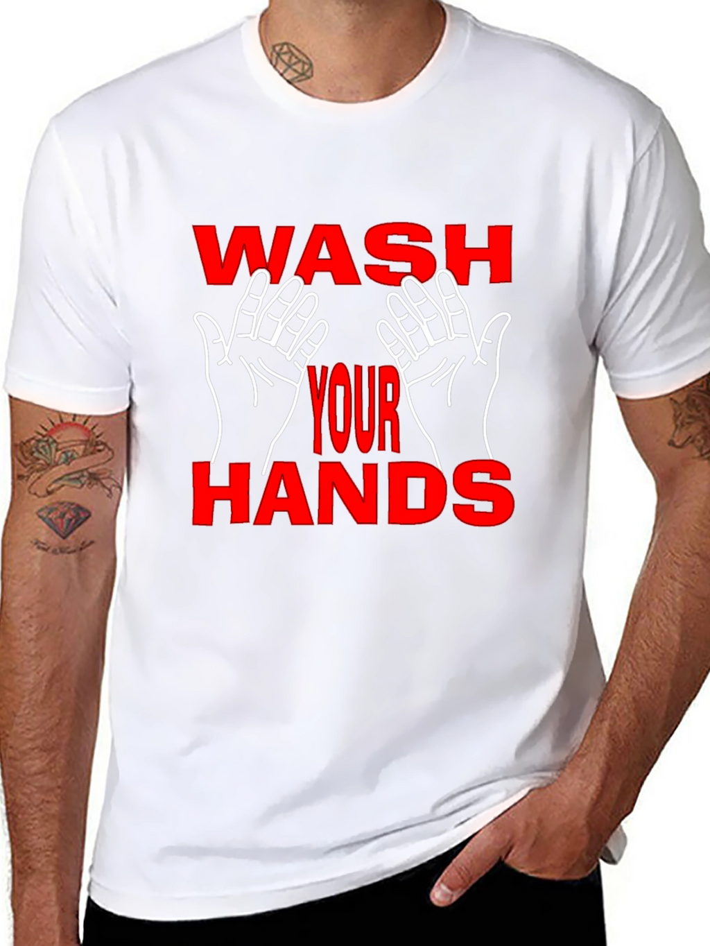 Wash Your Hands Graphic Tee - Black Cotton Blend