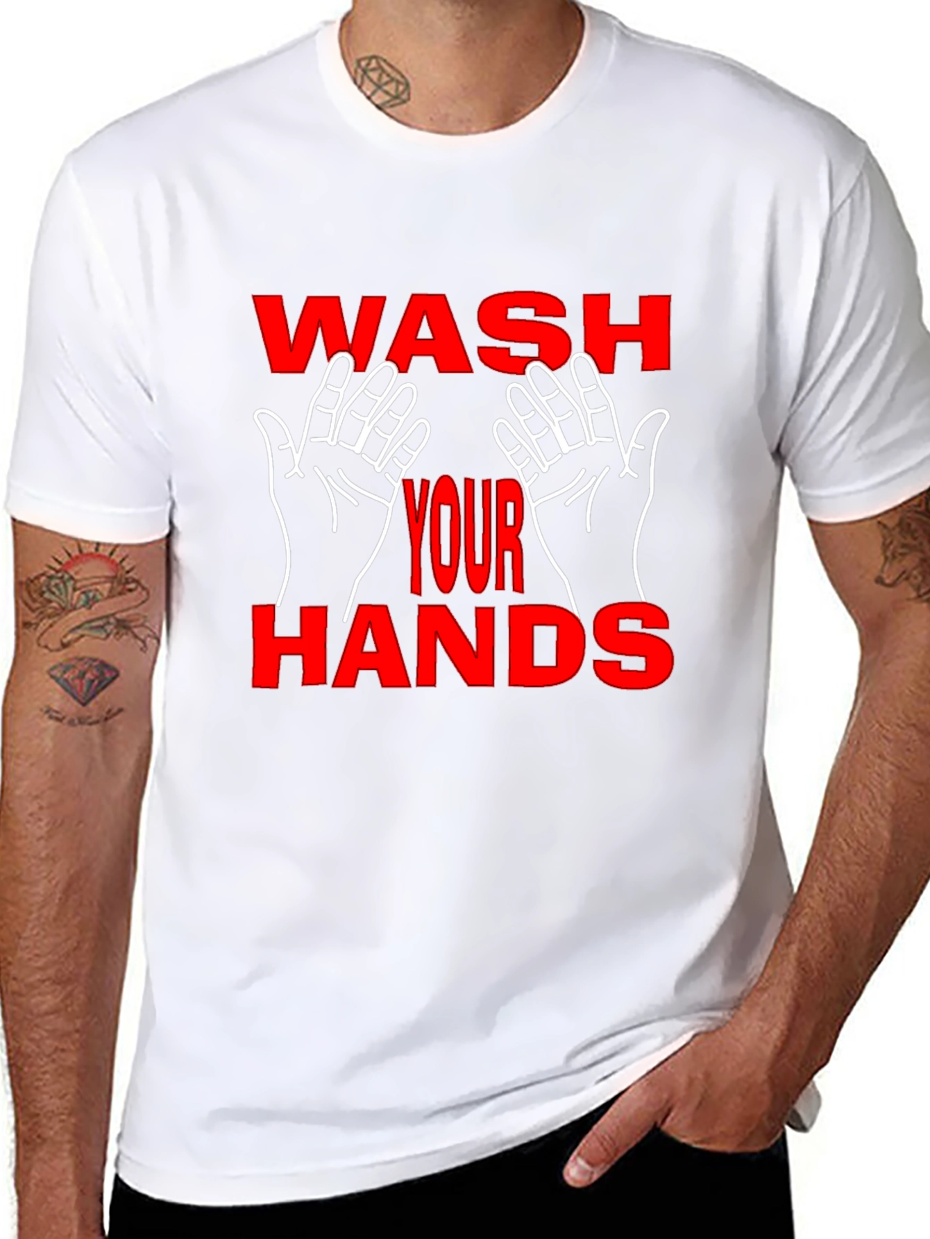 Wash Your Hands Graphic Tee - Black Cotton Blend
