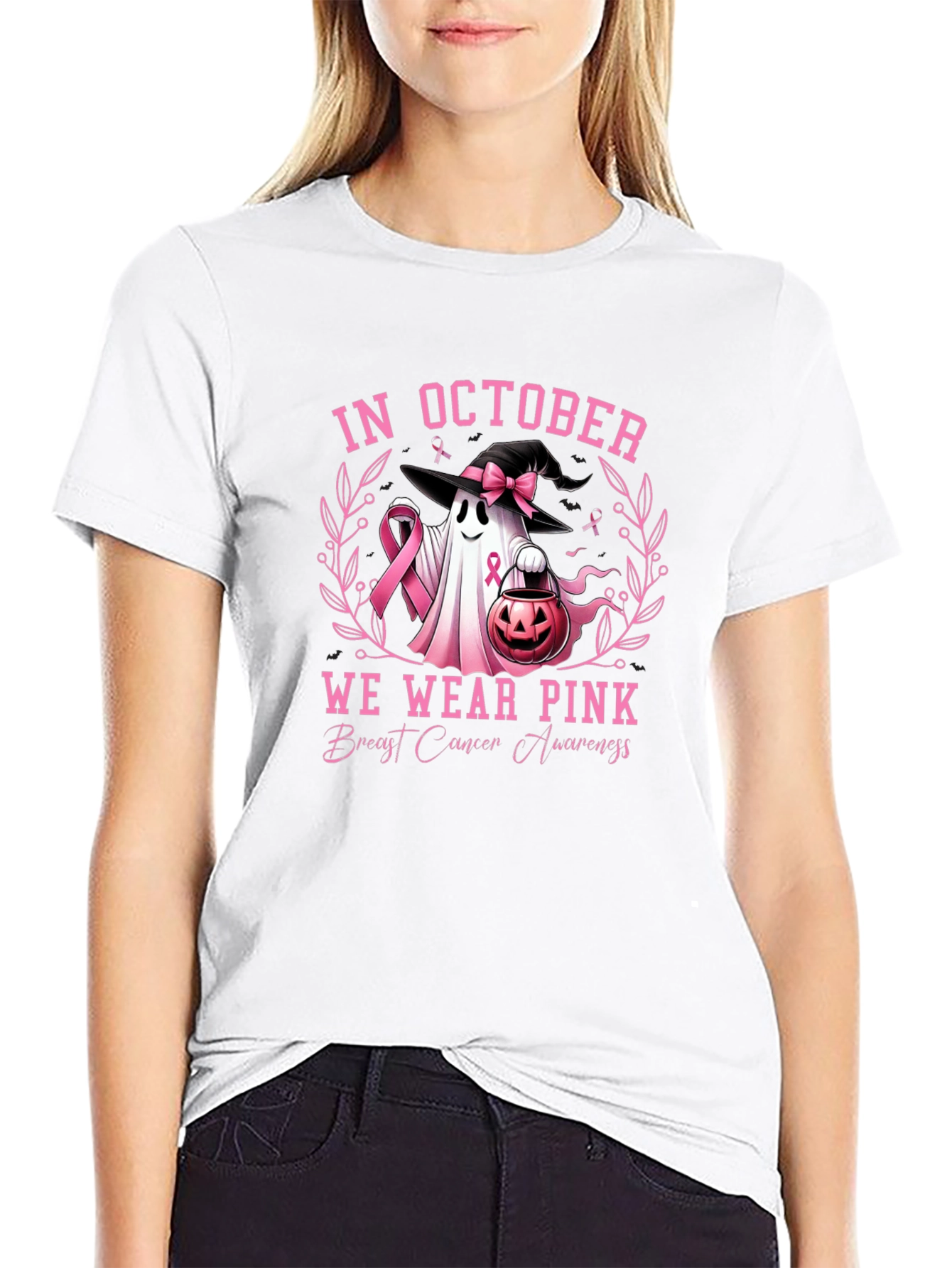 October Breast Cancer Awareness Ghost T-Shirt