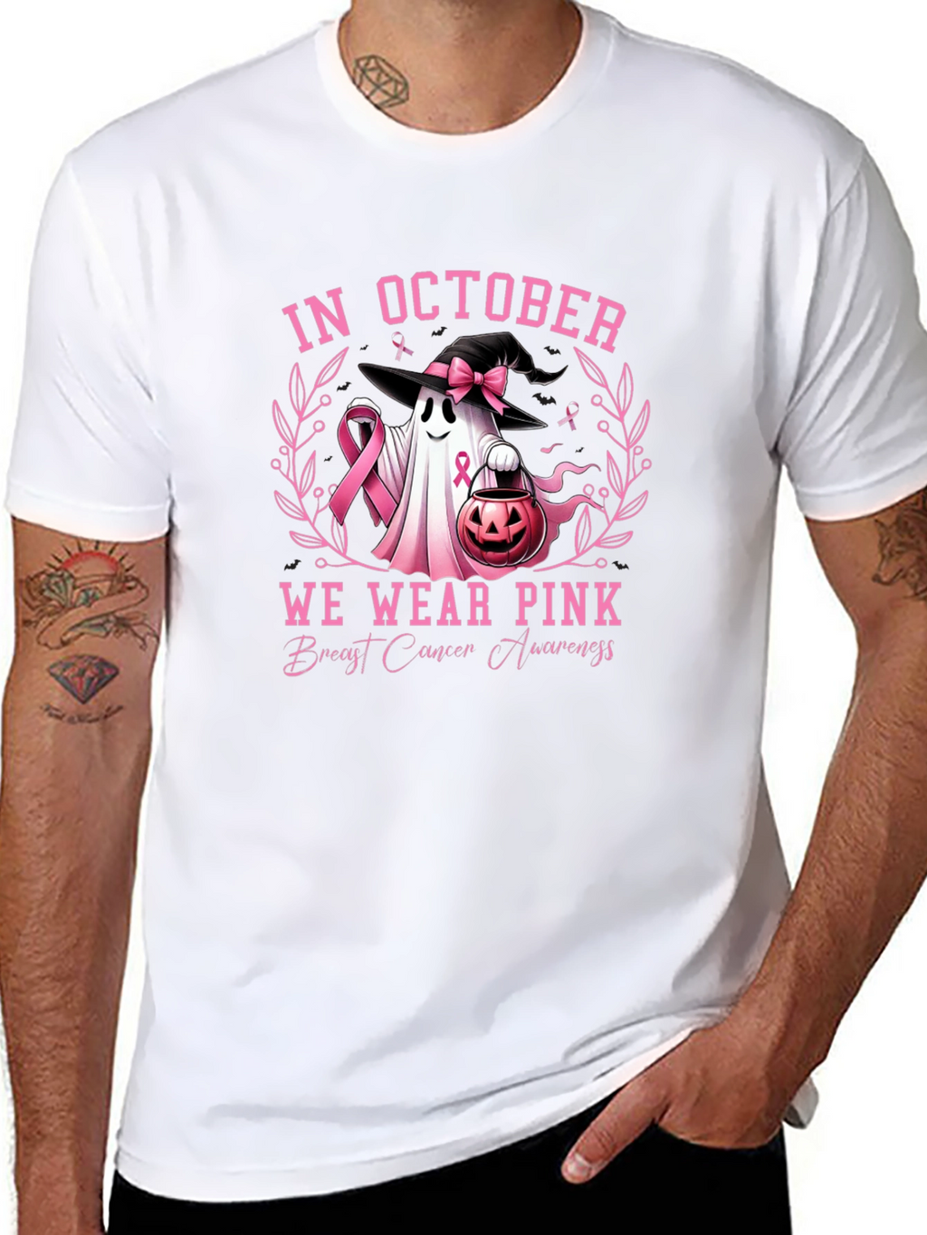October Breast Cancer Awareness Ghost T-Shirt