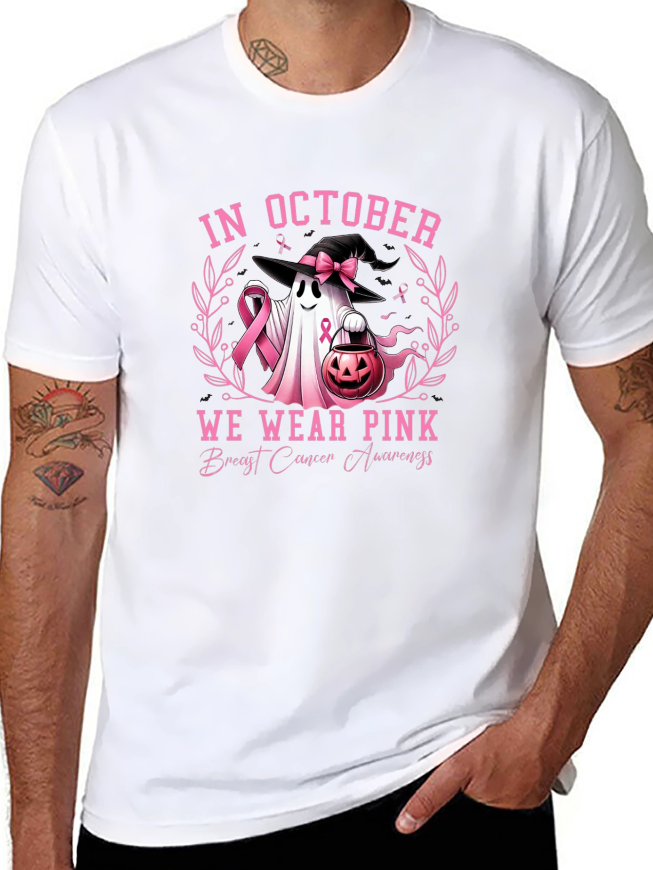 October Breast Cancer Awareness Ghost T-Shirt