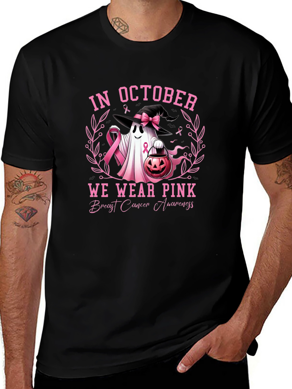 October Breast Cancer Awareness Ghost T-Shirt