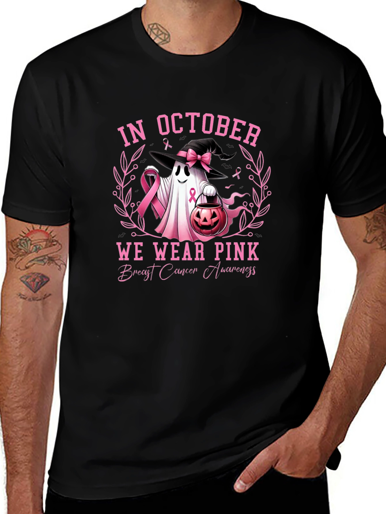 October Breast Cancer Awareness Ghost T-Shirt