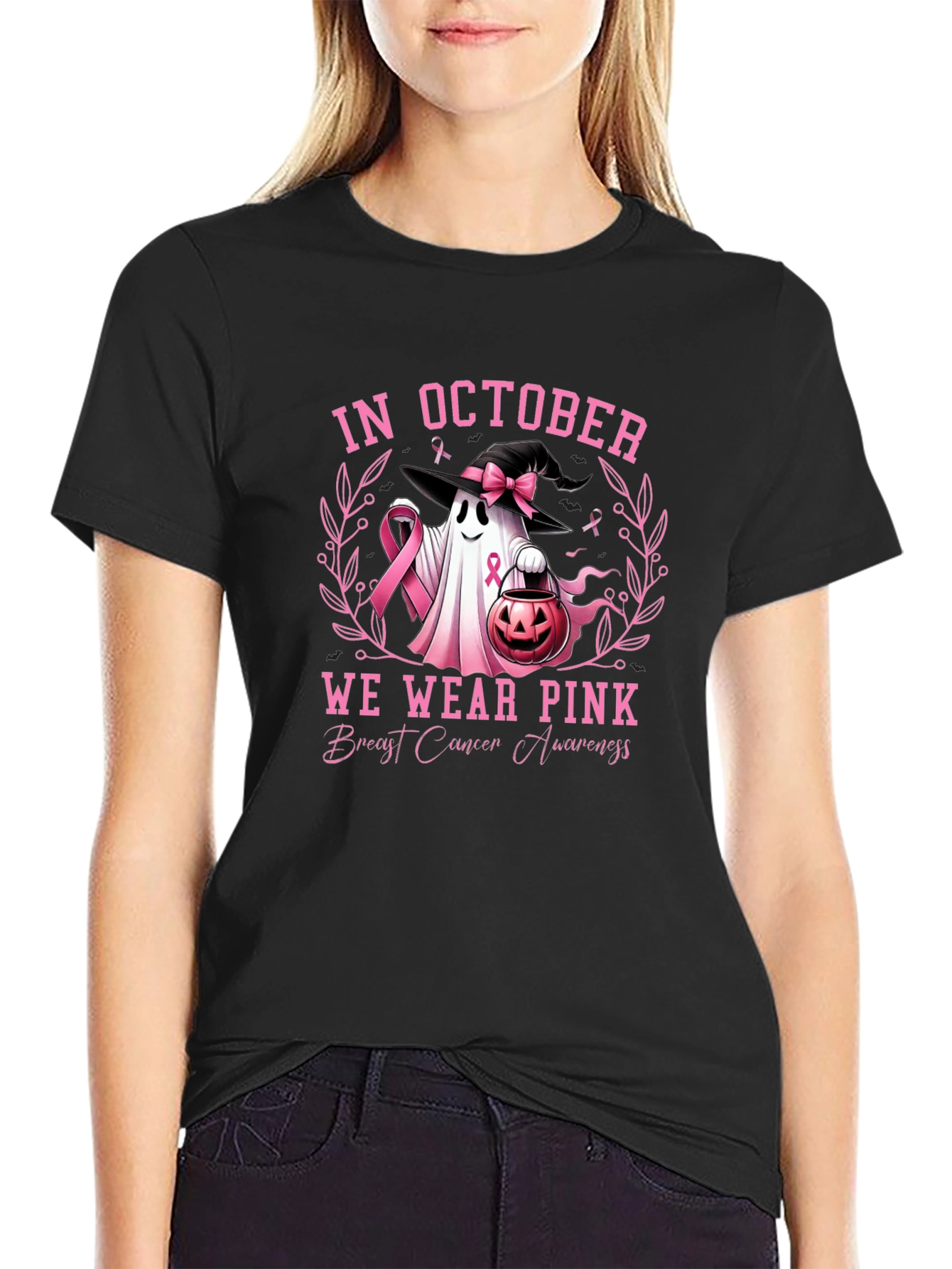 October Breast Cancer Awareness Ghost T-Shirt