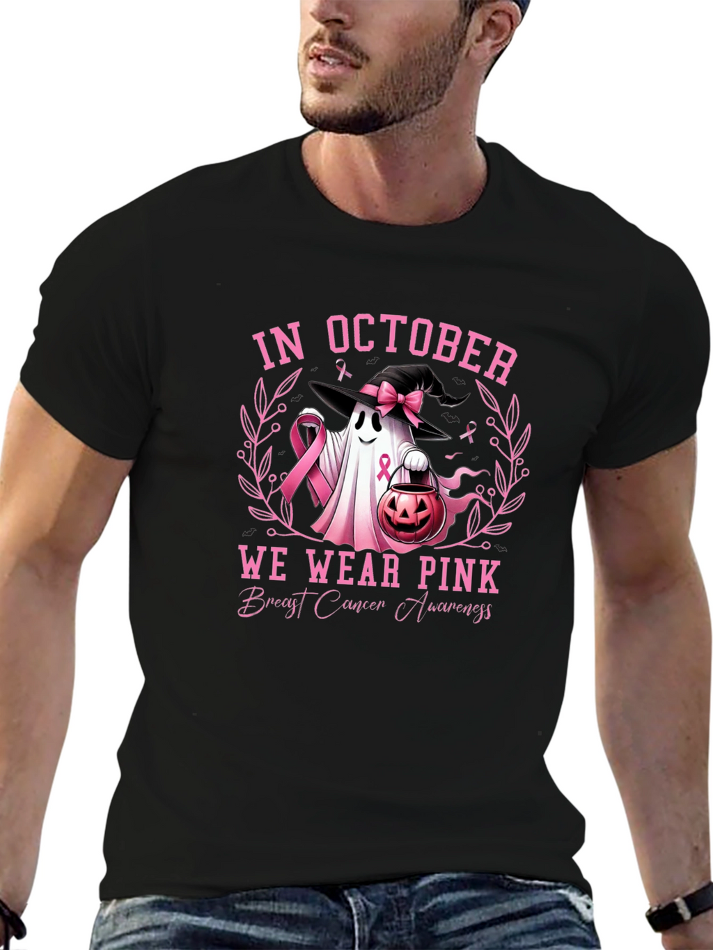 October Breast Cancer Awareness Ghost T-Shirt