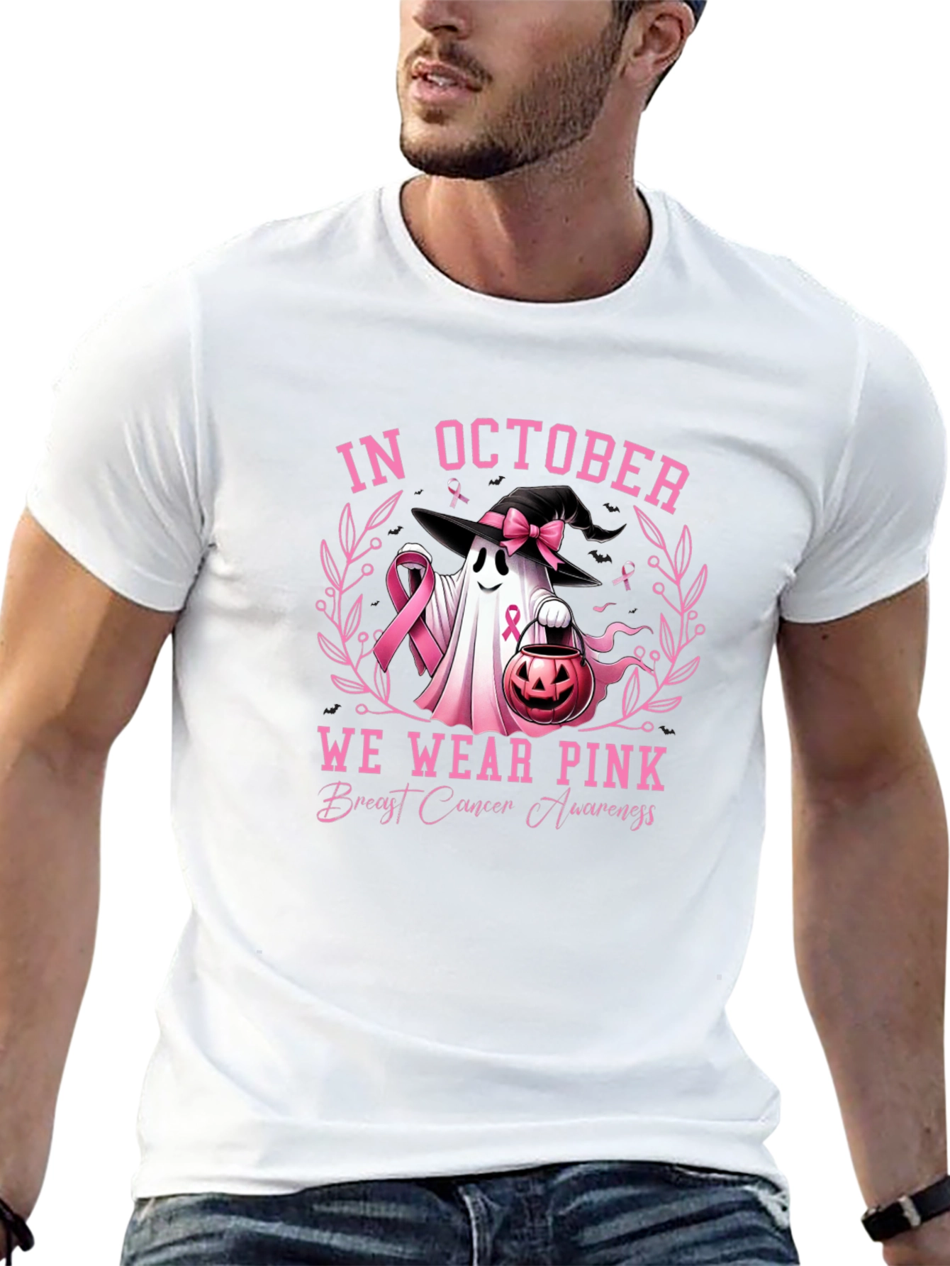 October Breast Cancer Awareness Ghost T-Shirt