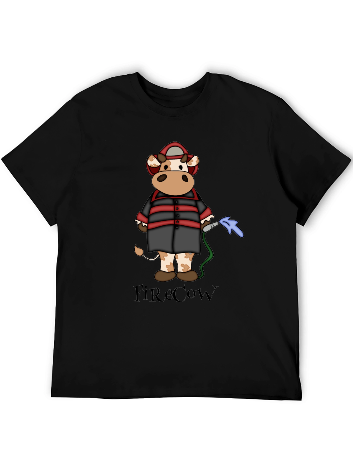 FireCow Cartoon Graphic Tee - Black