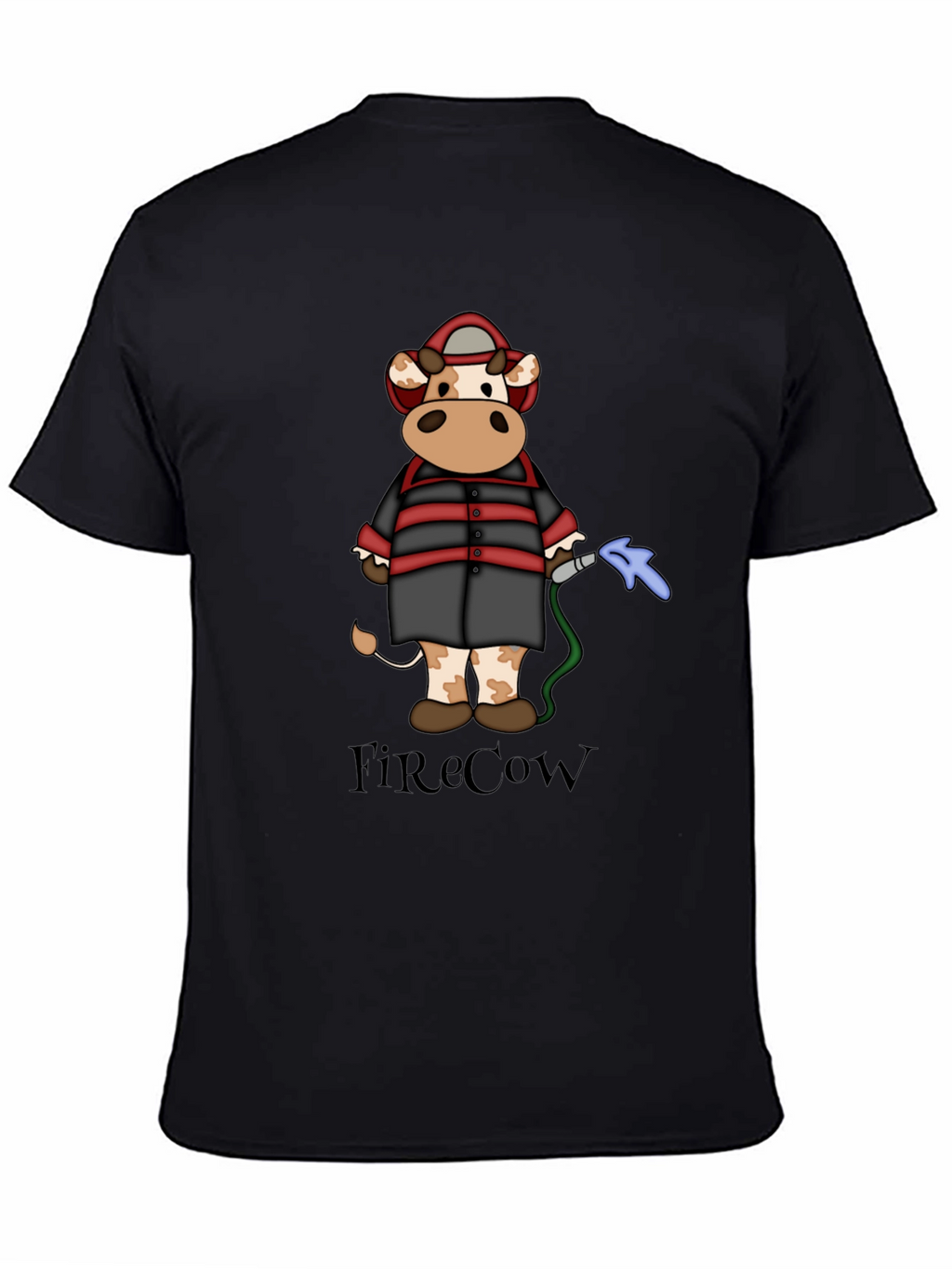 FireCow Cartoon Graphic Tee - Black