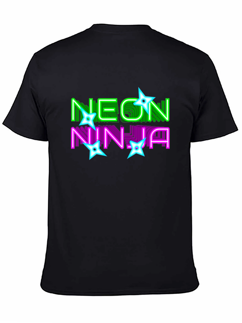 Neon Ninja Graphic Print Black T-Shirt