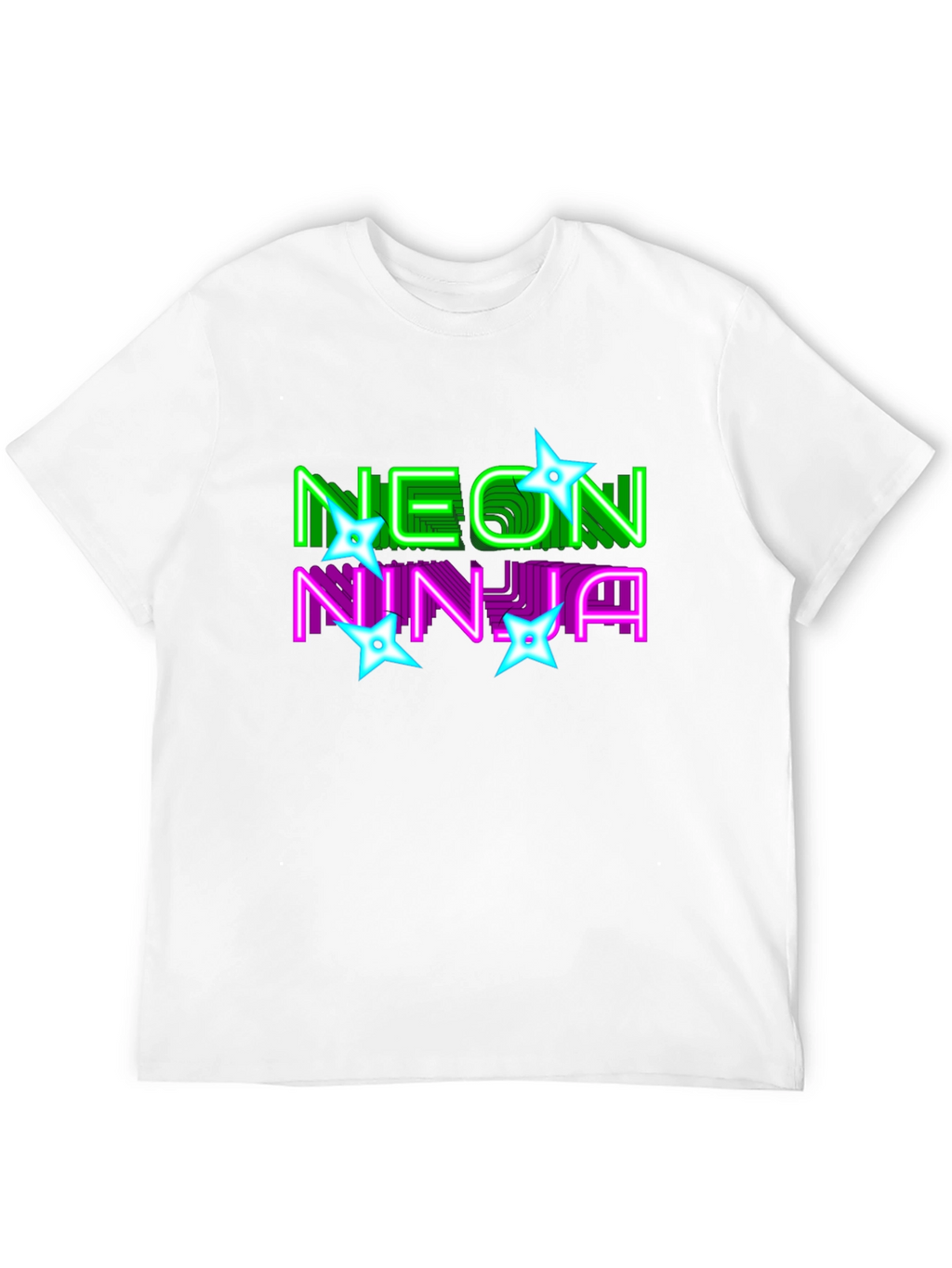 Neon Ninja Graphic Print Black T-Shirt