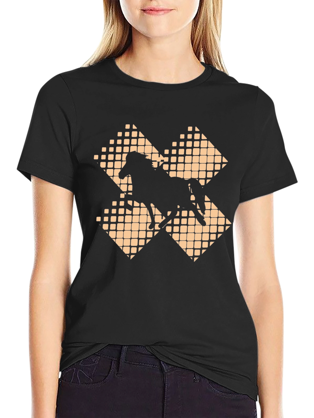 Horse Graphic Tee - Stylish Black Cotton T-Shirt