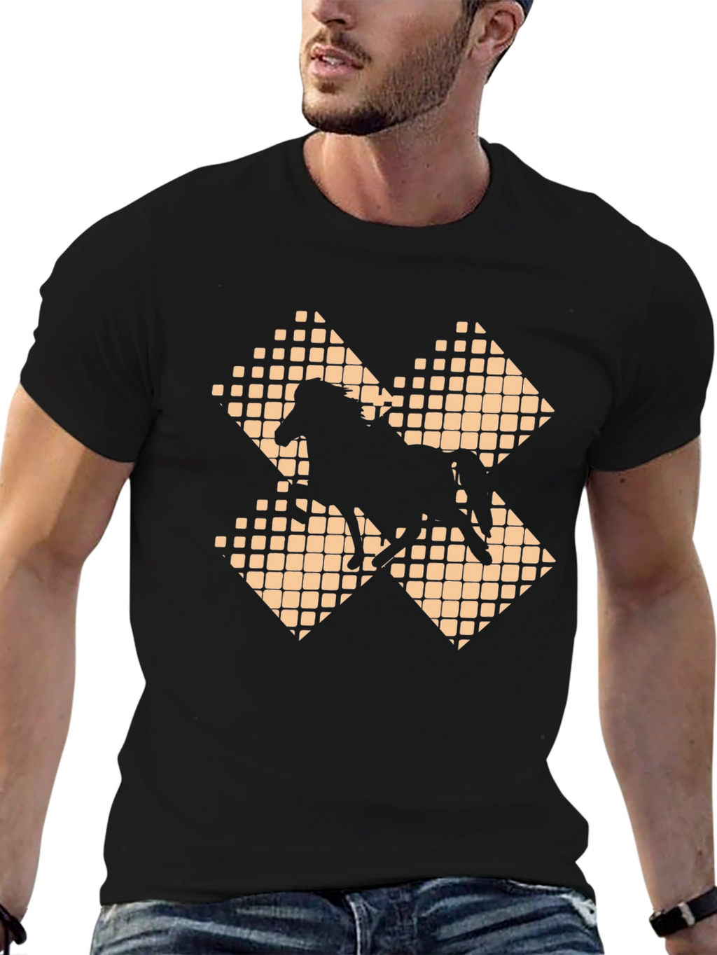 Horse Graphic Tee - Stylish Black Cotton T-Shirt
