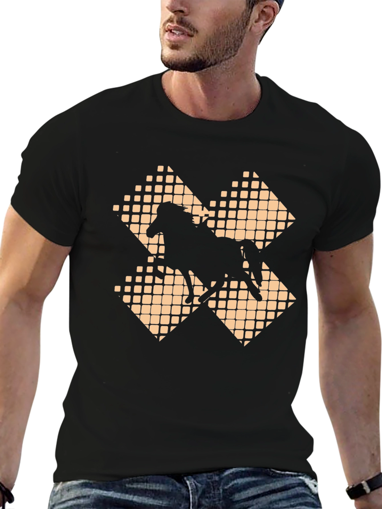 Horse Graphic Tee - Stylish Black Cotton T-Shirt