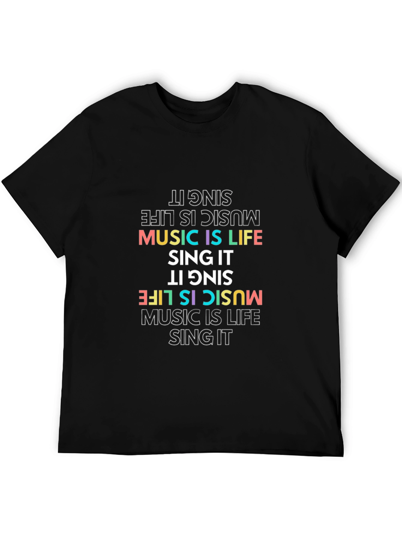 Music is Life T-Shirt - Sing It Graphic Tee - Black
