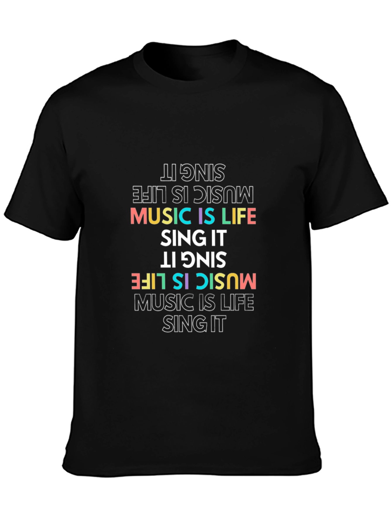 Music is Life T-Shirt - Sing It Graphic Tee - Black