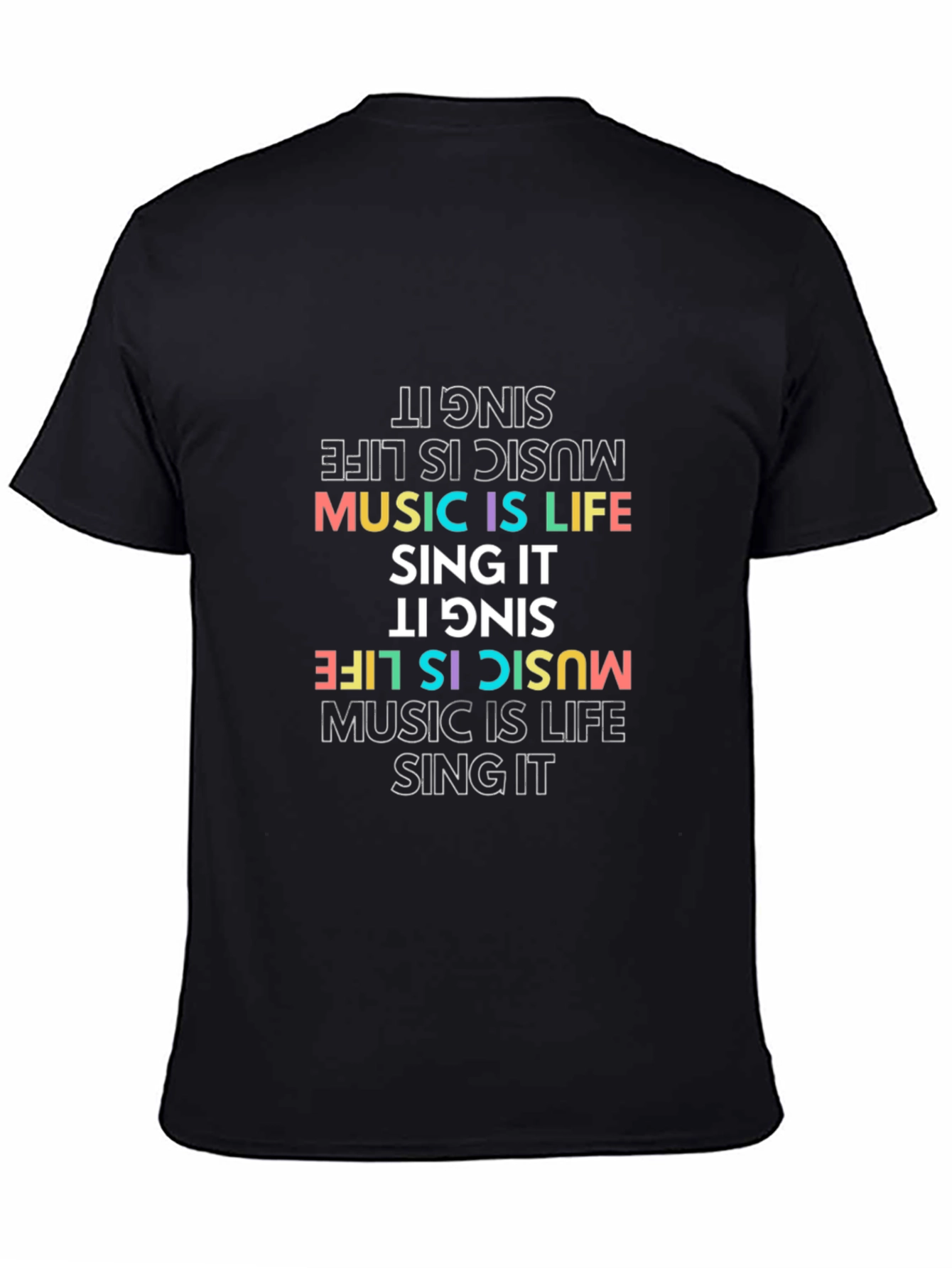 Music is Life T-Shirt - Sing It Graphic Tee - Black