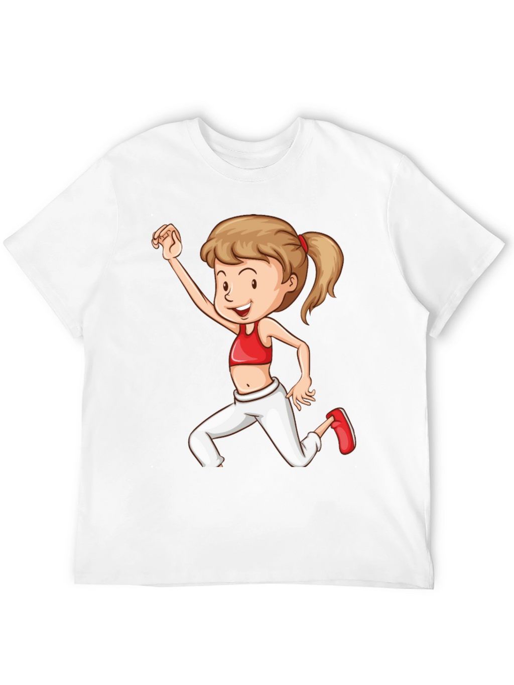 Girl Cartoon Print Black T-Shirt