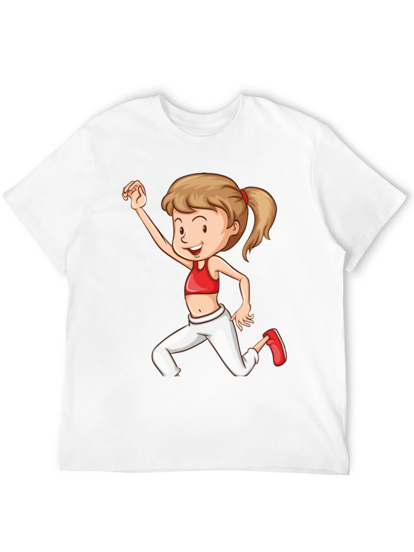 Girl Cartoon Print Black T-Shirt