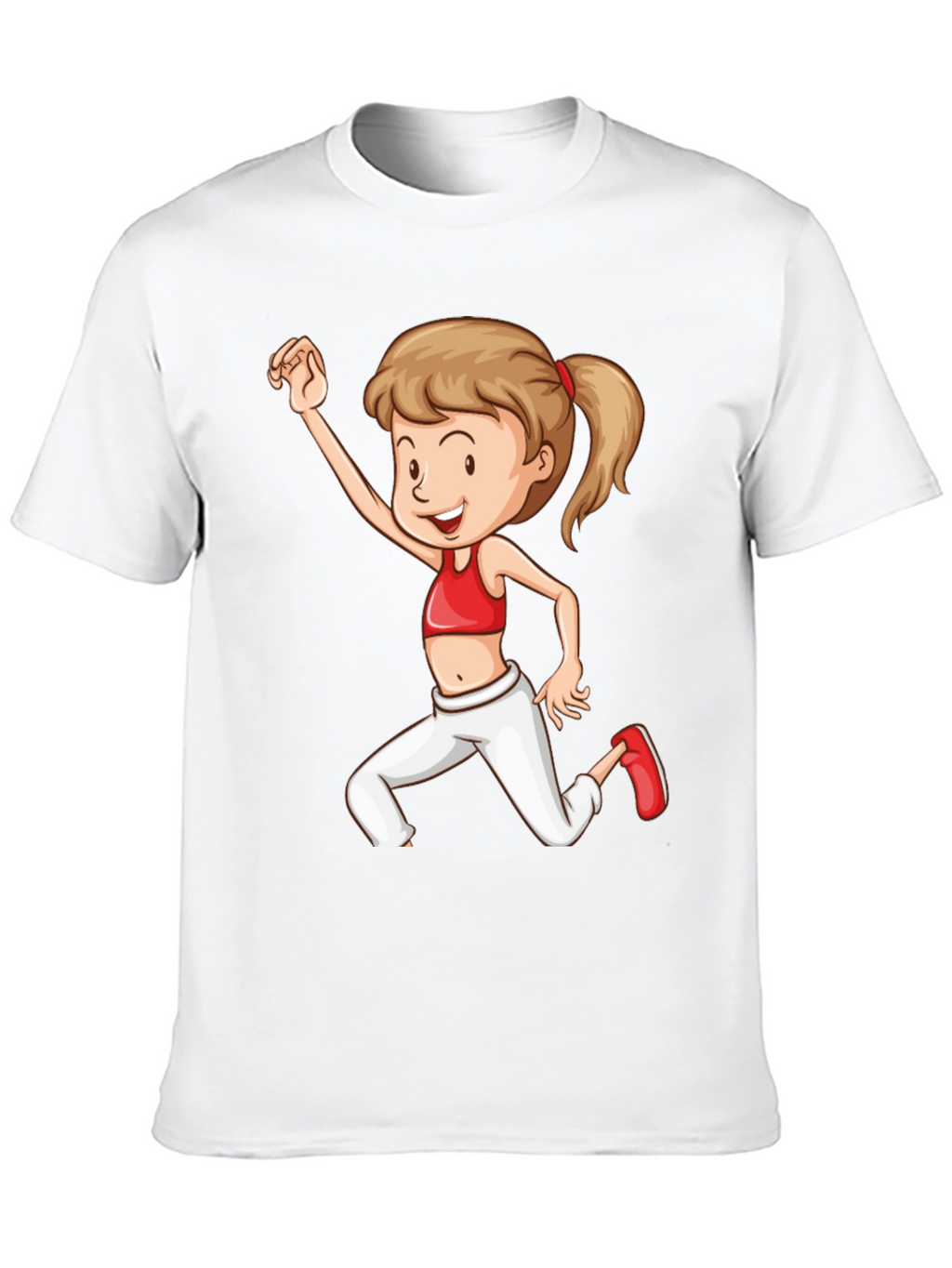 Girl Cartoon Print Black T-Shirt