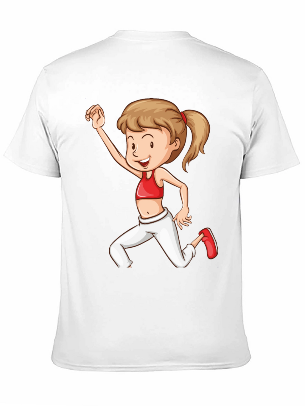 Girl Cartoon Print Black T-Shirt