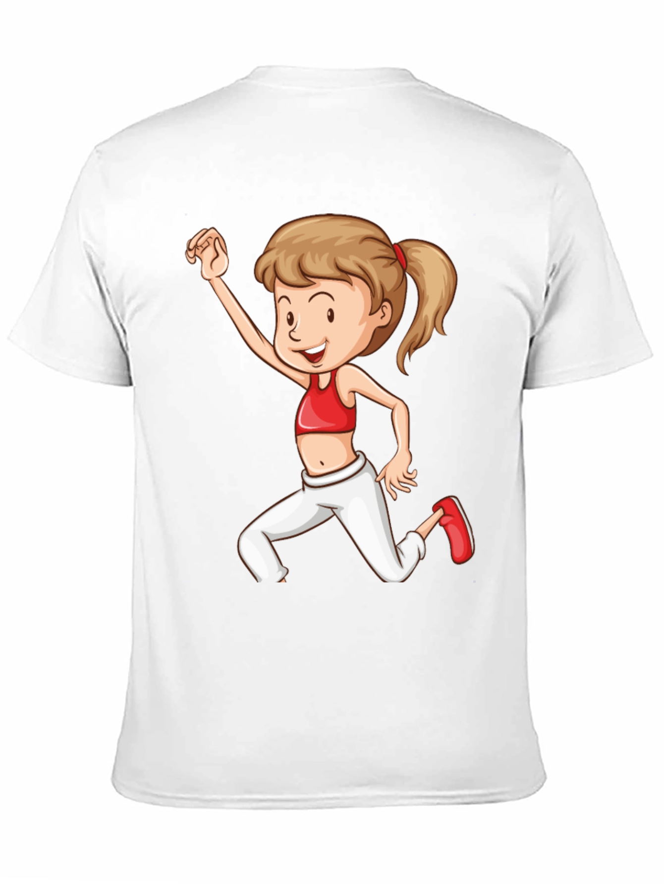 Girl Cartoon Print Black T-Shirt