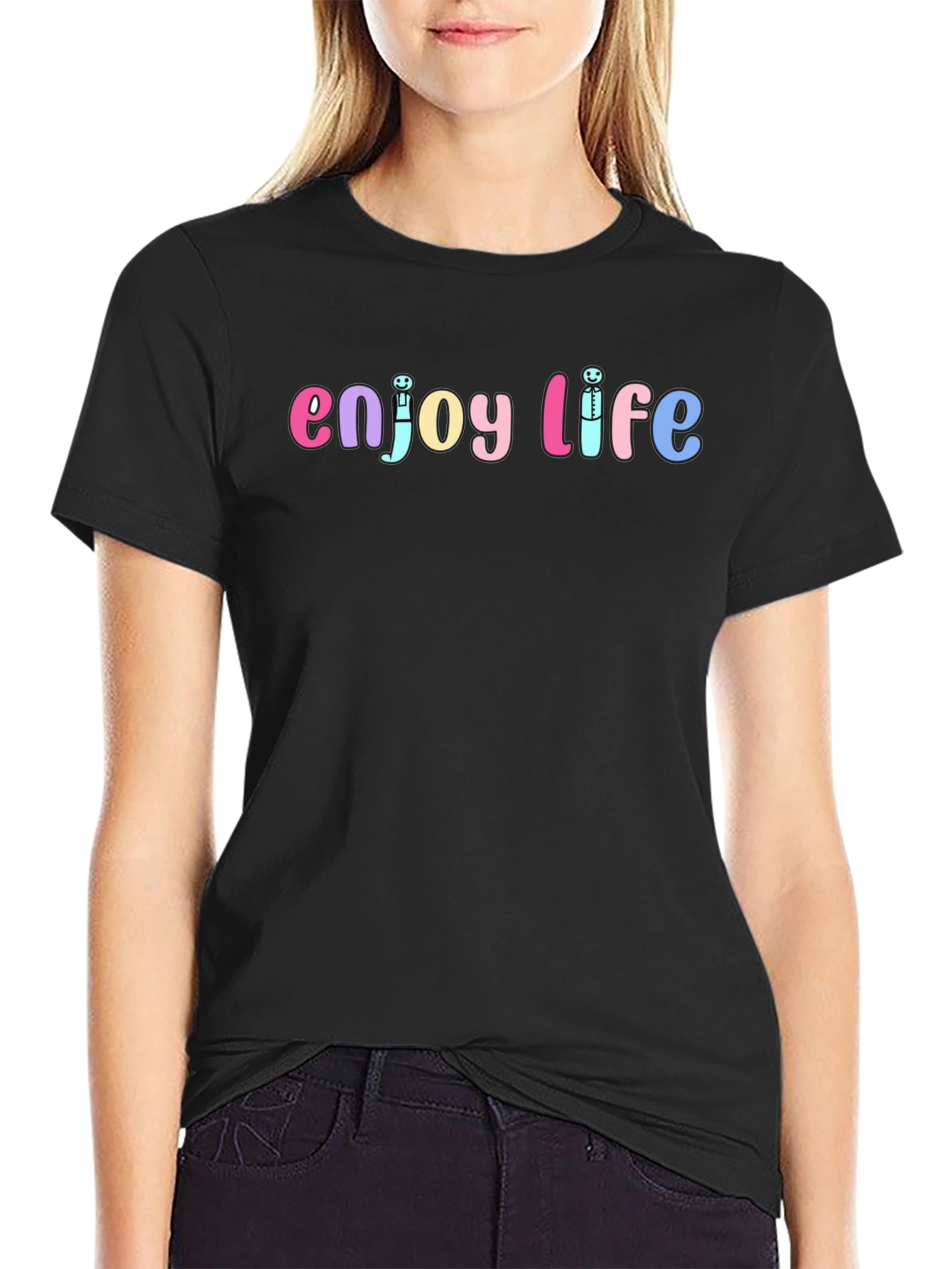 Enjoy Life Graphic Tee - Unisex Black Cotton T-Shirt