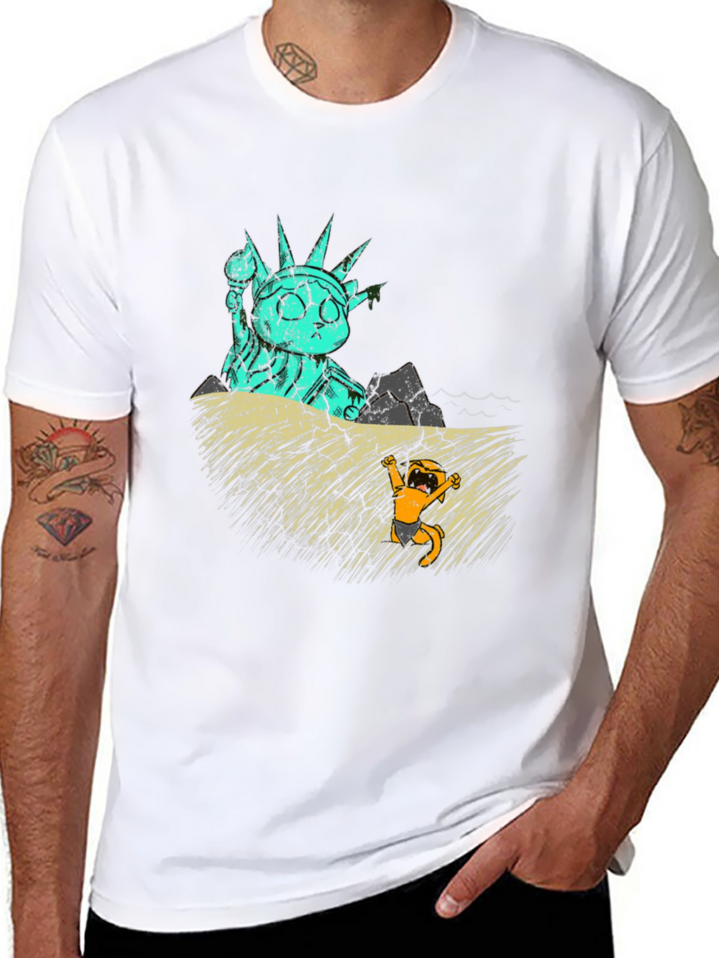 Cat Liberty T-Shirt - Funny Graphic Tee