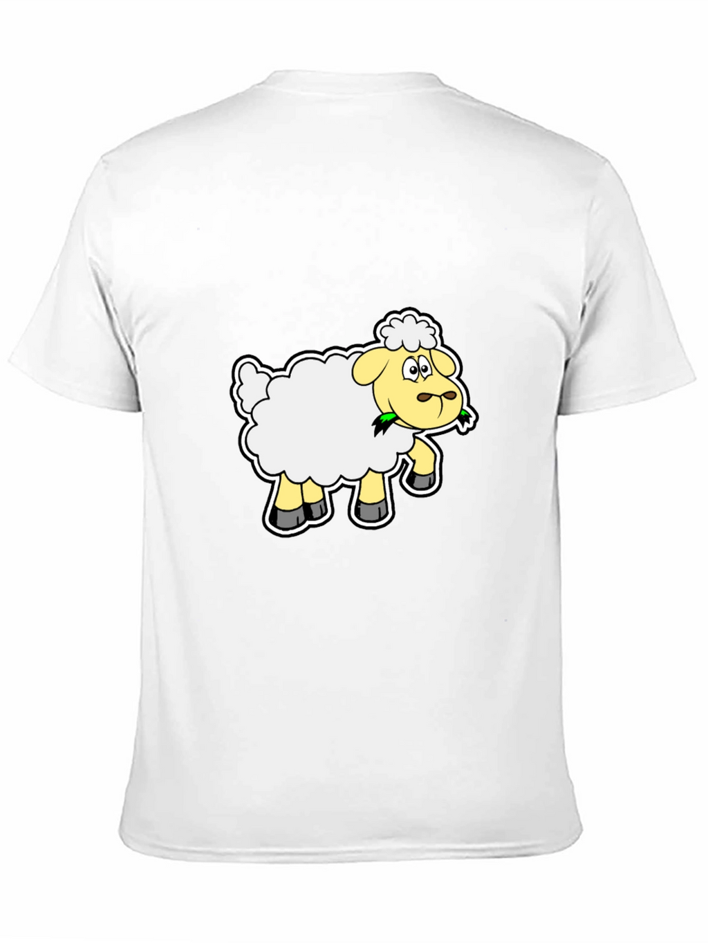 Cartoon Sheep Graphic Tee - Black Cotton Blend