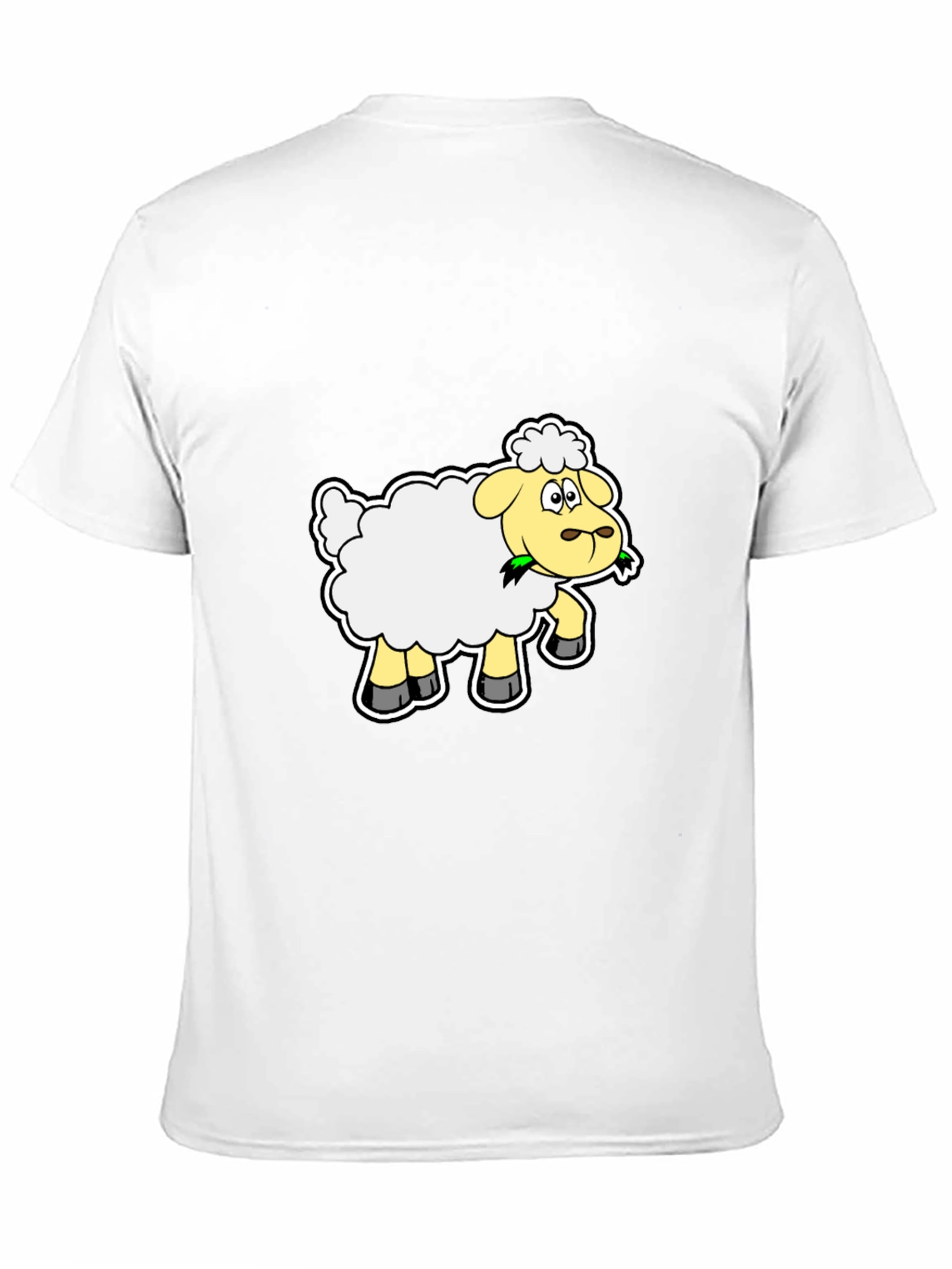 Cartoon Sheep Graphic Tee - Black Cotton Blend