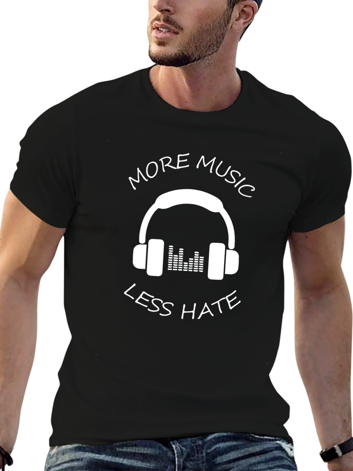 More Music Less Hate Graphic T-Shirt