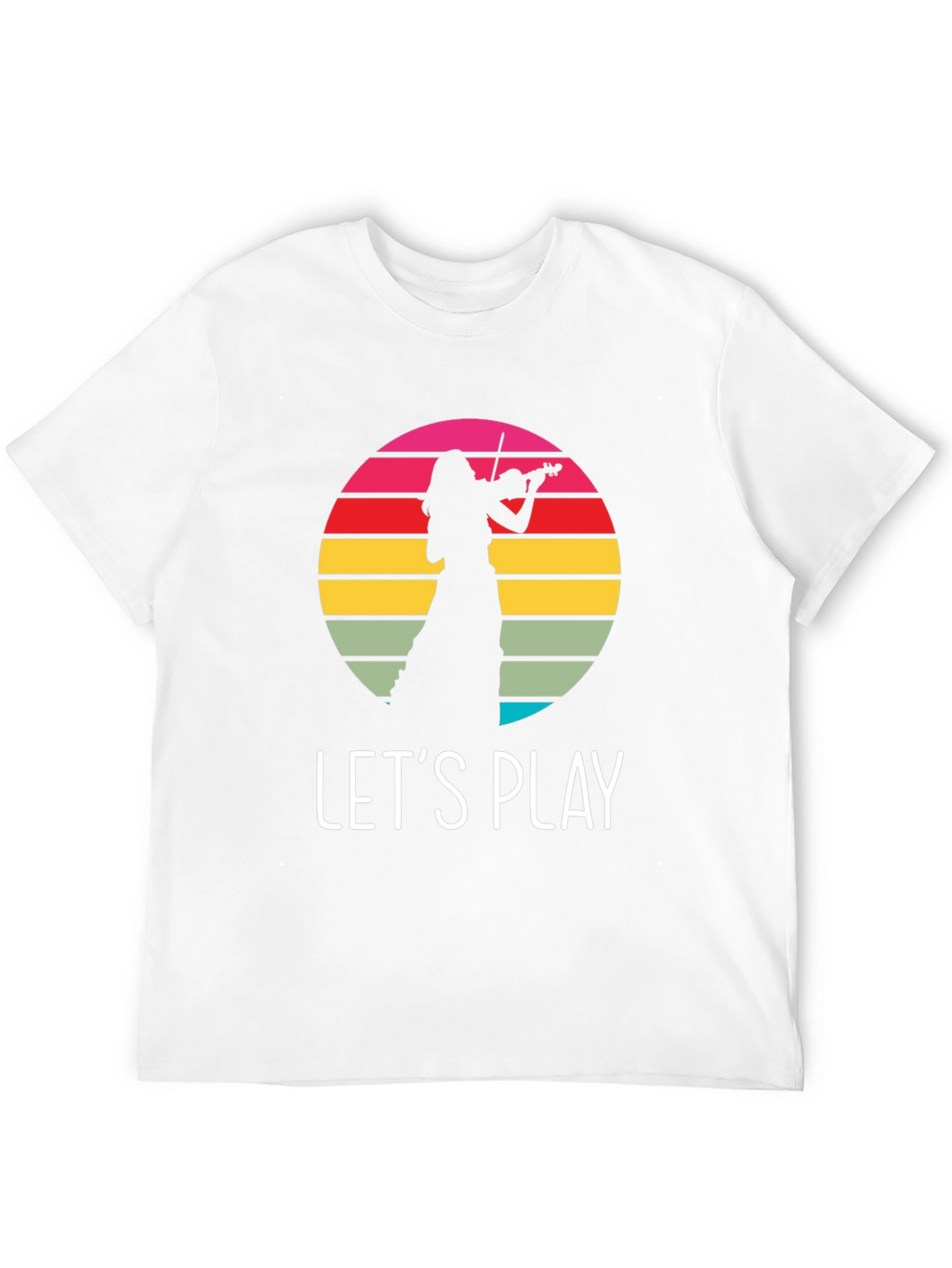 Violin Player Retro Sunset Black T-Shirt