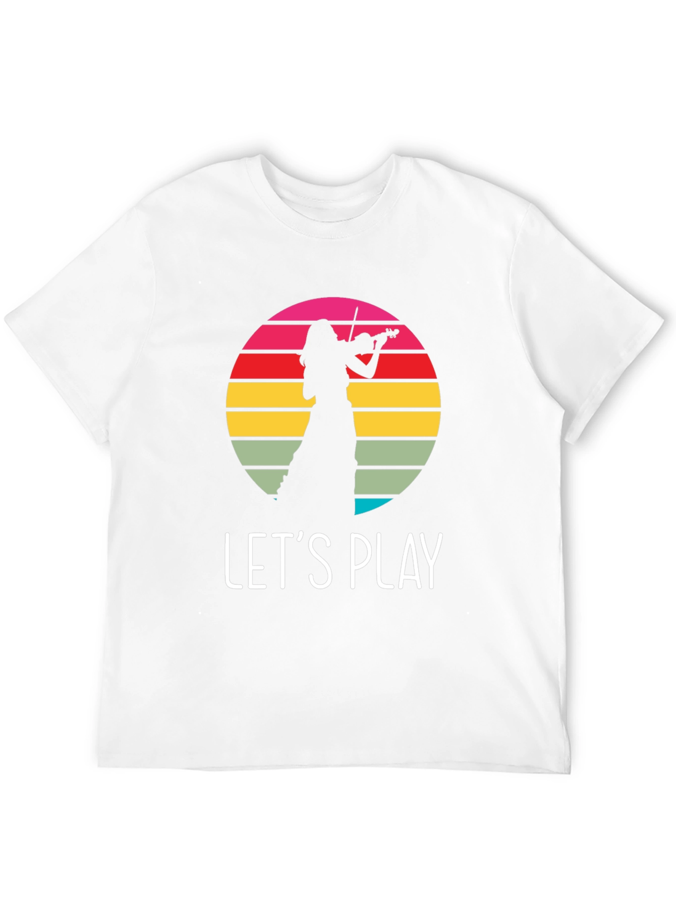 Violin Player Retro Sunset Black T-Shirt