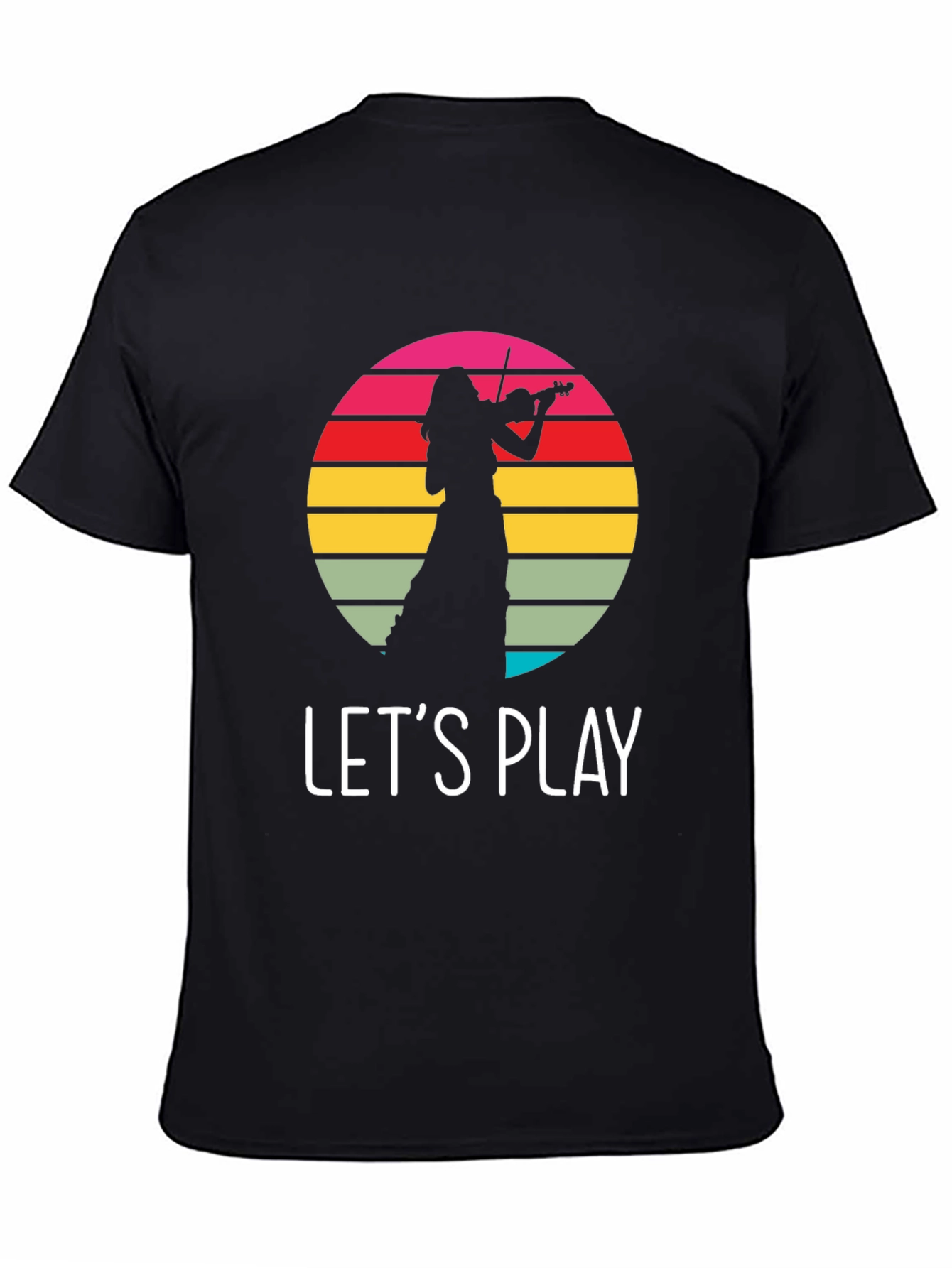 Violin Player Retro Sunset Black T-Shirt