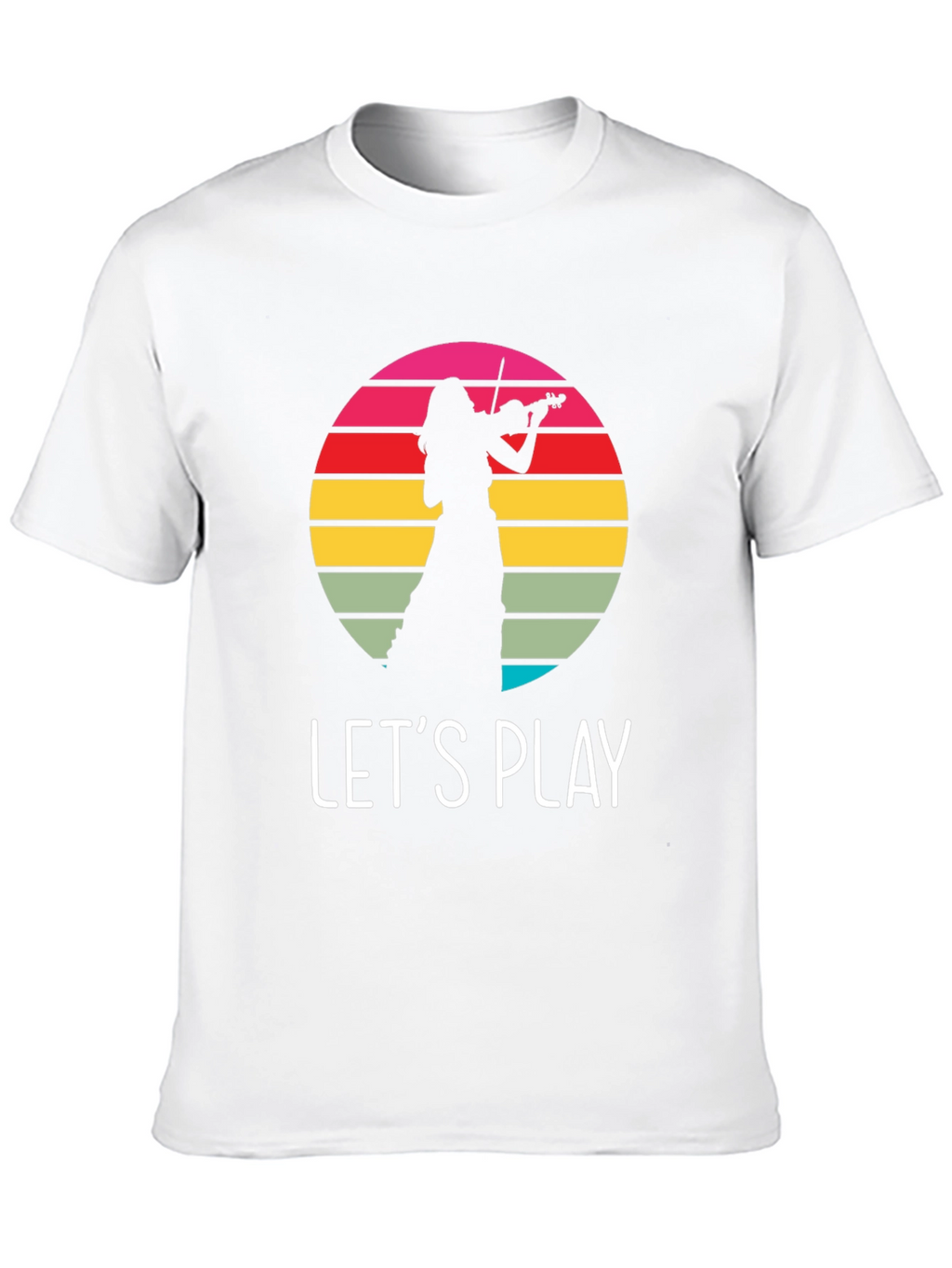 Violin Player Retro Sunset Black T-Shirt