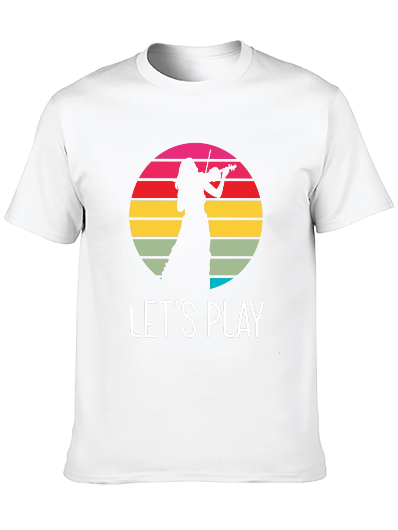 Violin Player Retro Sunset Black T-Shirt