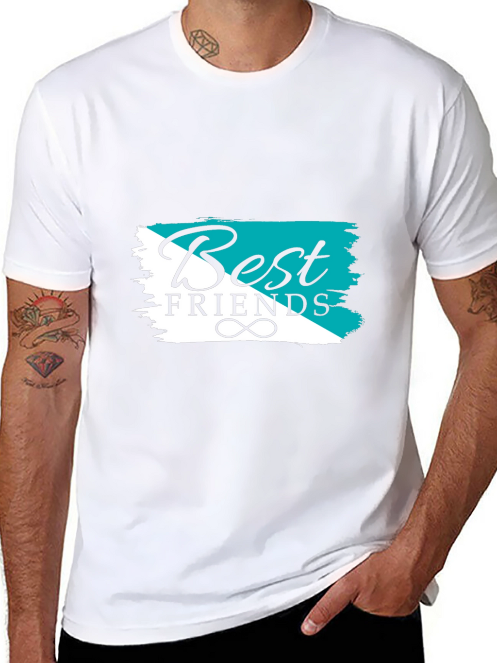 Best Friends Graphic Tee - Black Cotton T-Shirt
